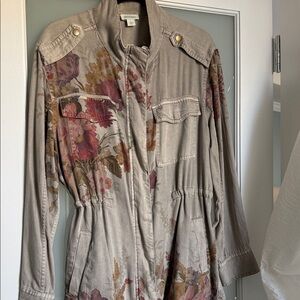 Sundance Floral Utility Jacket in Taupe and Plum